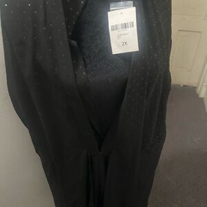 Forever 21+ NWT Long Sleeved Polka Dot Sheer Shorts Jumpsuit
